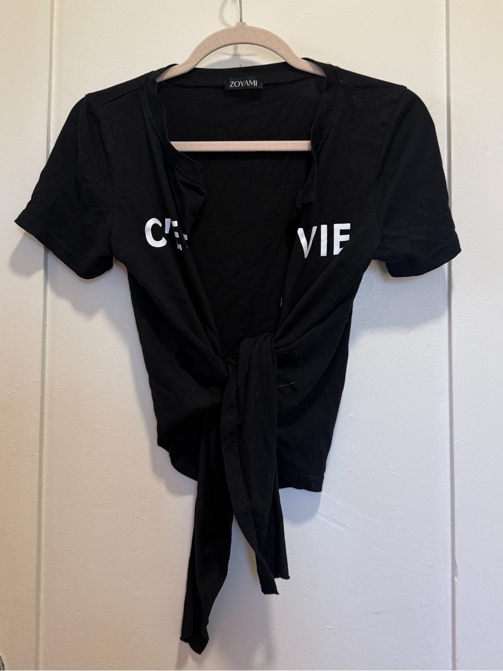 ZOYAMI C’est La Vie Tie Front Cut T-Shirt